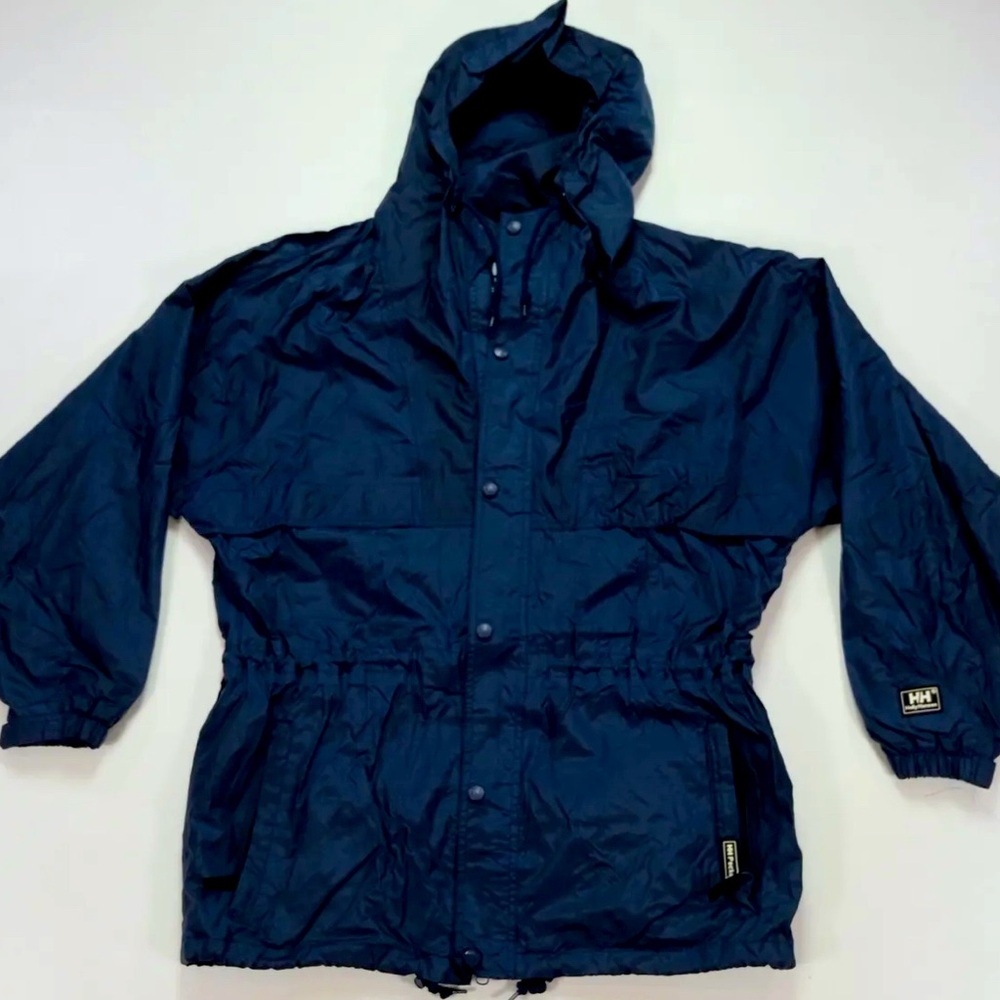 HELLY HANSEN Windbreaker/Packable Rain Jacket Stowable Hood Men's XL-Navy Blue